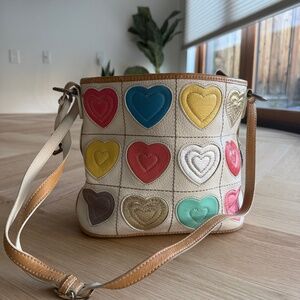 Brighton Patchwork Multicolor Hearts Shoulder Bag Purse